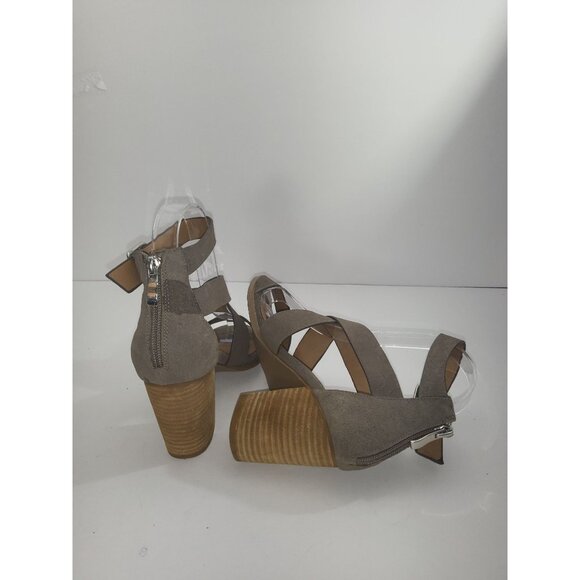 Steve Madden Elita Block Heels Women Sz 6M Leather Strappy Gray Office Workwear - Picture 5 of 7